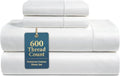 LANE LINEN King Size Sheets Set - 600 Thread Count 100% Cotton, Naturally Cool & Durable - White