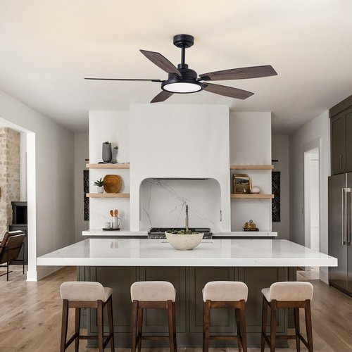 SPACORA 52 Inch Ceiling Fans with Lights, Black Ceiling Fan with Light and Remote Control, 3CCT, Dimmable, Noiseless, DC Reversible Motor, Indoor/Outdoor Ceiling Fan for Bedroom, Living Room, Patio