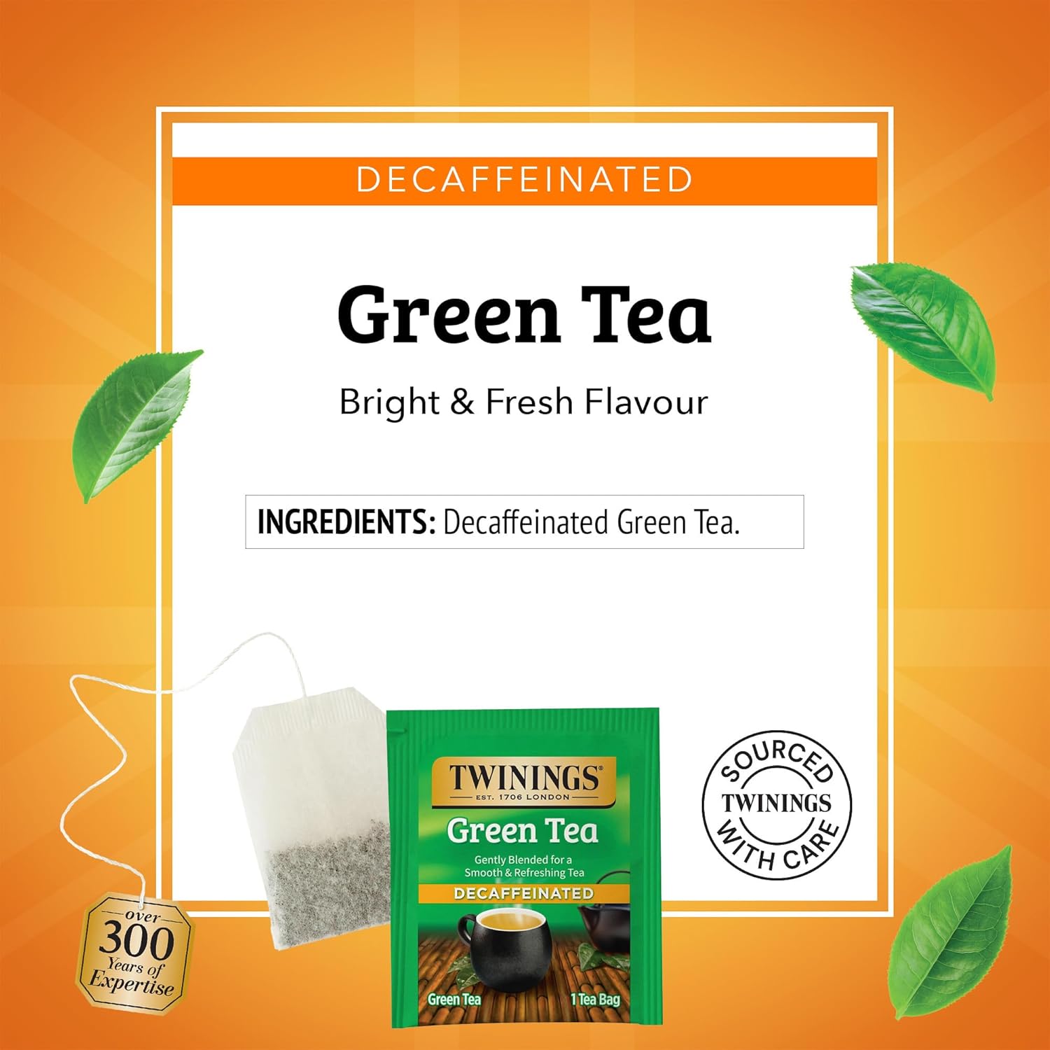 Twinings Decaffeinated Green Tea - Smooth Flavor & Enticing Aroma - 100 Individually Wrapped Teabags