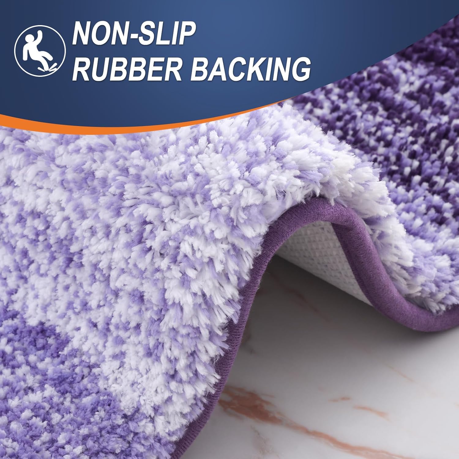 OLANLY Bathroom Rugs | Extra Soft Microfiber Bath Mat 34x21 - Quick Dry, Rubber Backing, Violet