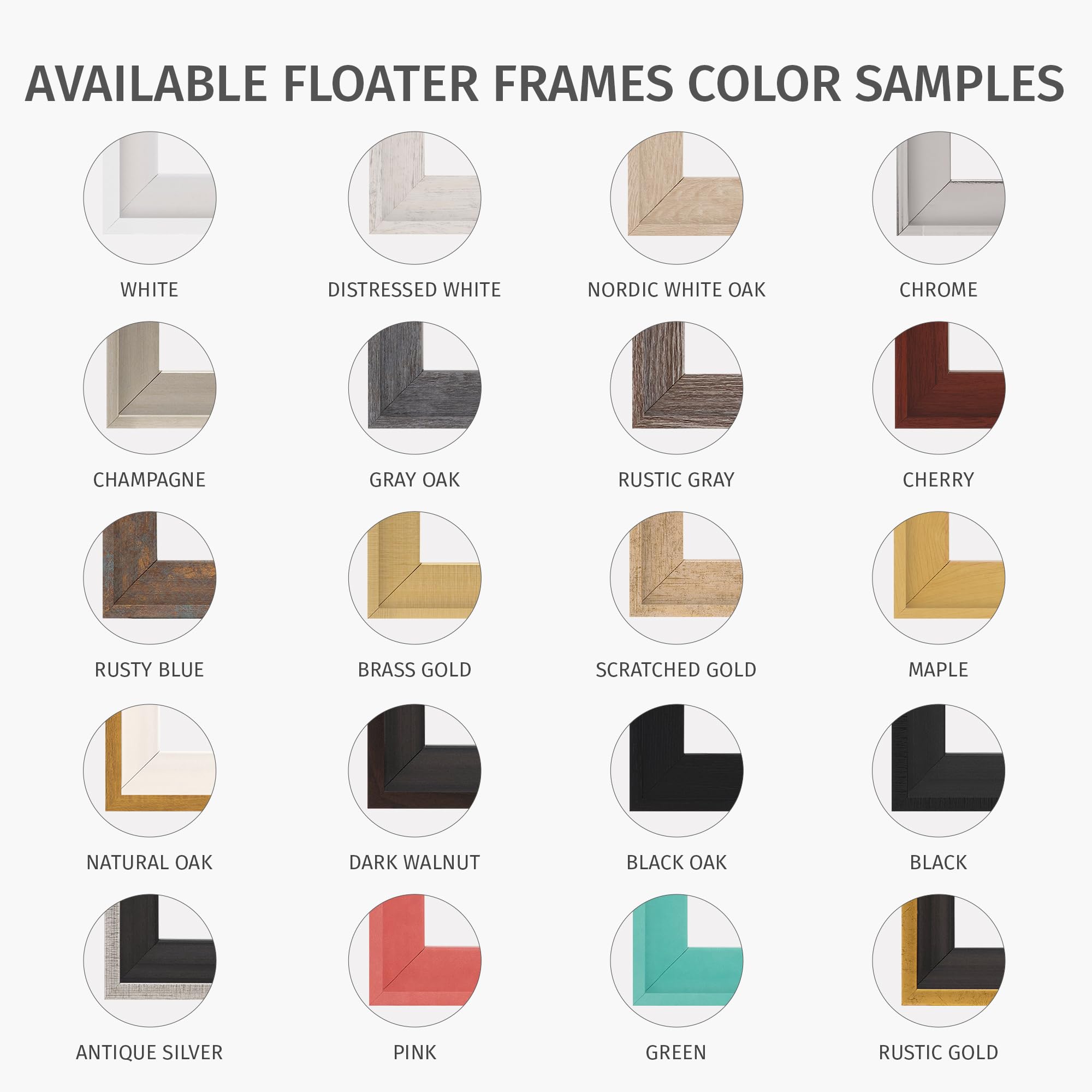 Pixy Canvas Floater Frame 16x16 for 1-1/2 (1.5) inch Deep Canvas Paintings/Canvas Prints/Wood Canvas Panels/Wall Art/Wall Decor/Home Decor/Artwork (Distressed White, 16 x 16 inch, Square)