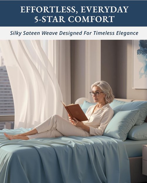 LANE LINEN Ultra Soft California King Sheets Set - 100% Egyptian Cotton, Fully Elasticized, French Blue