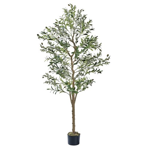 VECELO Artificial Olive Tree 6FT(72inch), Faux Olive Trees in Pot, Tall Fake Plant with Silk Leaves, Realistic Fruits and Dried Moss for Indoor Home Office Decor
