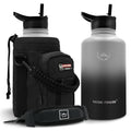 NATURE PIONEOR 64 oz Insulated Water Bottle - Double Vacuum Stainless Steel Half Gallon Water Bottle with Holder & 3 Leakproof, BPA Free Bottle Lid, 64oz Water Bottle for Hiking, Sport, Gym