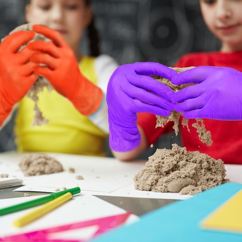 Cuffbow 50 Pairs Kids Gloves Disposable Ages 5-12 Kids Cleaning Latex Gloves for Crafting Painting Gardening Cooking (Multicolored)