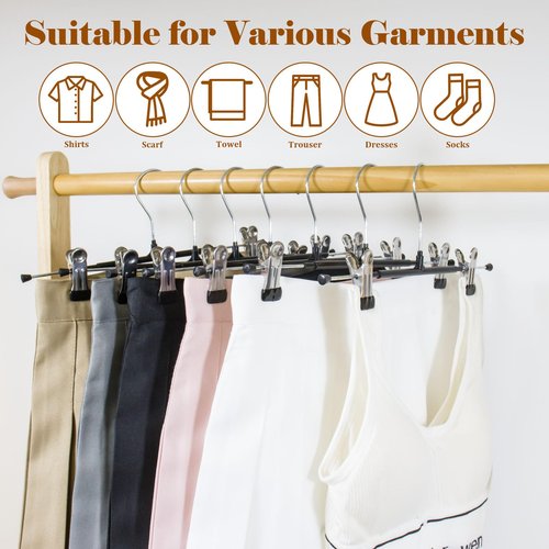 SOULNAMAN Pants Hangers with Clips, 20 Pack 11.6 inch Heavy Duty Metal Hangers, Adjustable Skirt Hangers for Women, Space Saving Non-Slip for Pants,Socks,Jeans and Skirts