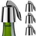 Pafusen Wine Stoppers Set of 4, Stainless Steel Wine Bottle Stopper with Silicone Seal, Reusable Wine Freshness Keep, Wine Saver Wine Bottle Sealer Stopper, Wine Accessories Gift (4 Pack, Silver)