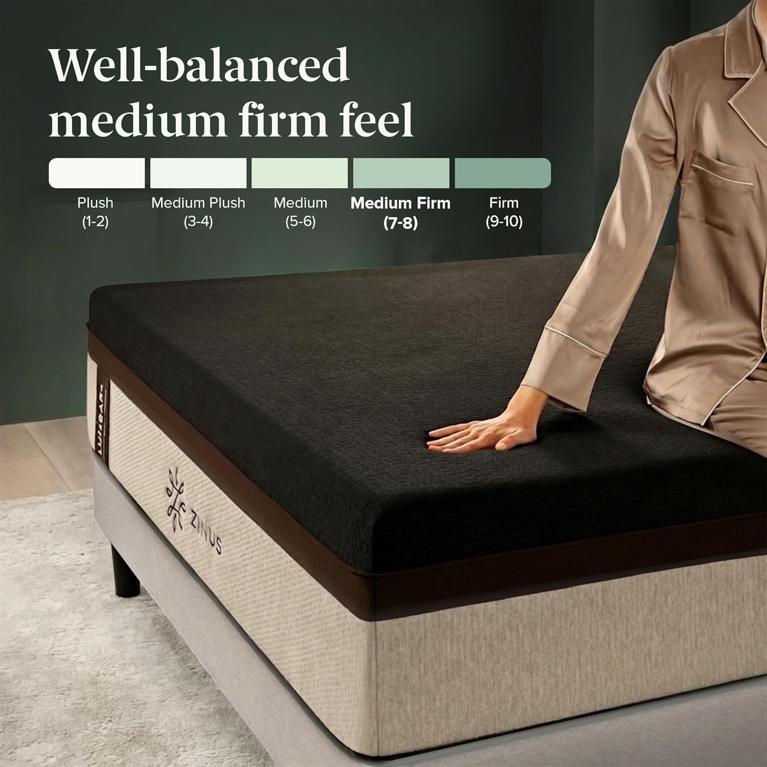 Zinus Lumbar+ 14-Inch Memory Foam Mattress - Premium Lumbar Support & Cooling Gel | Queen Size, Medium Firm