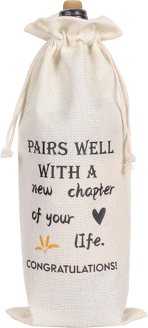 New Chapter Wine Bag 1Pcs New Job Gifts Farewell Gift Bag for Friends Women Men Pairs Well With a New Chapter of Your Life, New Job Gifts For Coworker Boss Going Away Gift