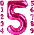 Skiennix 40-Inch Hot Pink Number Balloons - Perfect for 5th Birthday & Wedding Decor | Set of 5