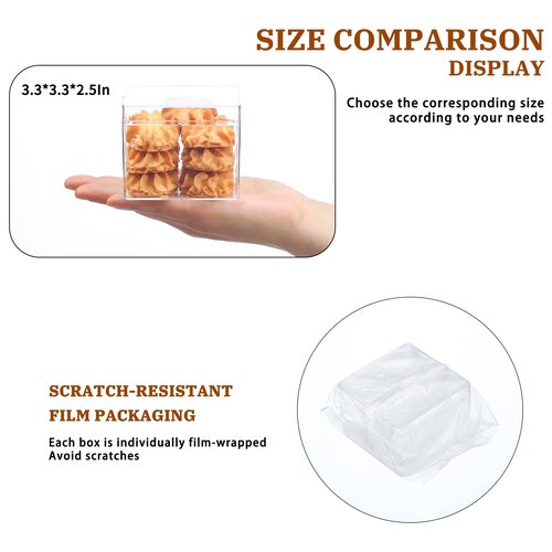 FZJ 20 Pack 12OZ Square Clear Plastic Dessert Cups with Lids and Stickers Disposable Parfait Cups with lids,Tiramisu container with lid,Cupcake,Parfait,Pudding,Iced Cold Drinks,Snacks,Fruits