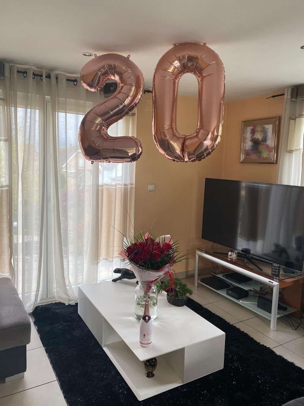 Rose Gold 20 Number Balloon - 40 Inch Big Digital Balloon for Birthday & Anniversary Celebrations