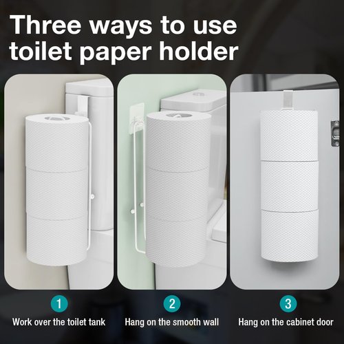 Conworld Toilet Paper Storage for 3 Roll Tissue, Over The Tank Toilet Paper Holder, Stainless Steel Rustproof Toilet Paper Holder Wall Mount, for Rv, Bathroom Storage and Organization, White, 1 Pack