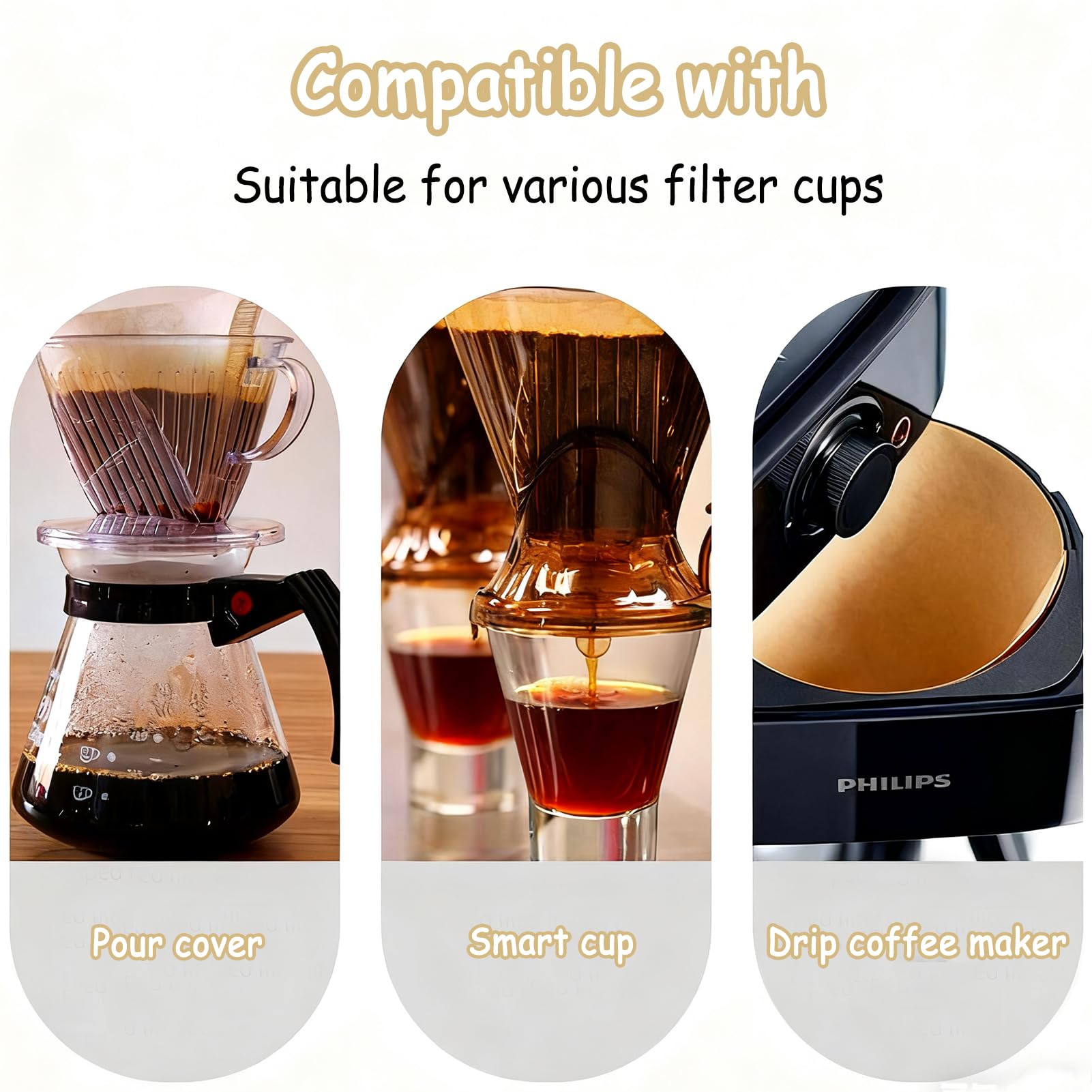 #4 Coffee Filters 04 Cone Paper 100 Count 8-12 Cups Coffee Filter Unbleached Disposable Paper Fits for Ninja, Drip and Pour Over Coffee Maker