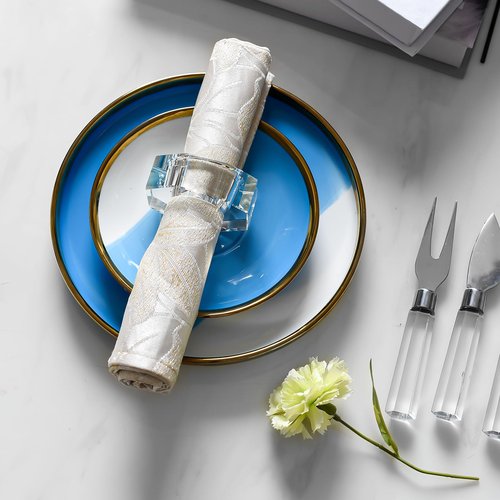 Marvala Crystal Napkin Rings, Elegant Table Decor Holders for Wedding, Christmas, Thanksgiving, Holiday Dining, 12 Pack