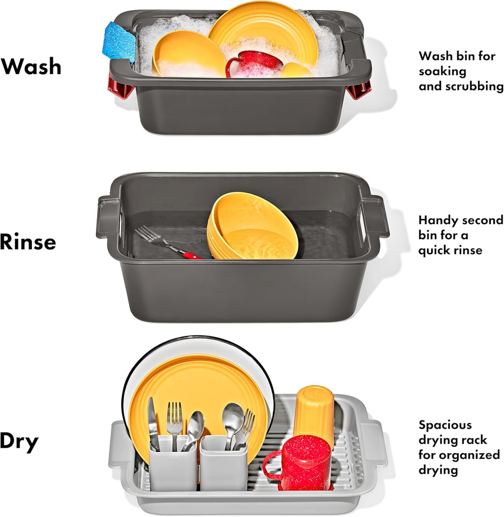OXO Outdoor Wash, Dry & Stow System - Versatile Cleaning Solution for Camping & Outdoor Adventures