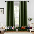 MIULEE Olive Green Blackout Curtains - Thermal Insulated Room Darkening Drapes | 96-Inch Grommet Top, 2 Panels