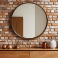 FRUMENSHIP 30 Inch Silver Round Mirror, Circle Wall Mirror with Metal Frame, for Bathroom, Vanity, Bedroom, Living Room, Entrance