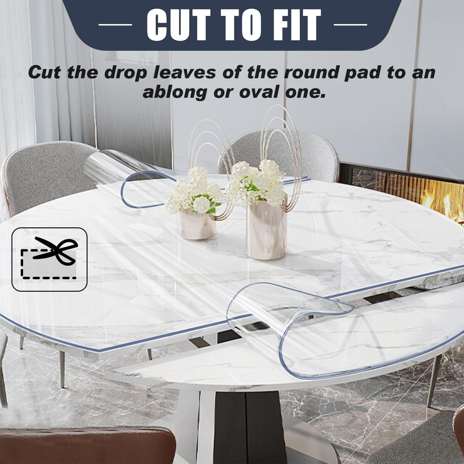 LovePads 1.5mm Thick 40 Inch Flower Round Table Cover Protector, Round Table Protector for Dining Room Table, Non-Slip Plastic Tablecloth Cover, Vinyl Circle Table Pad