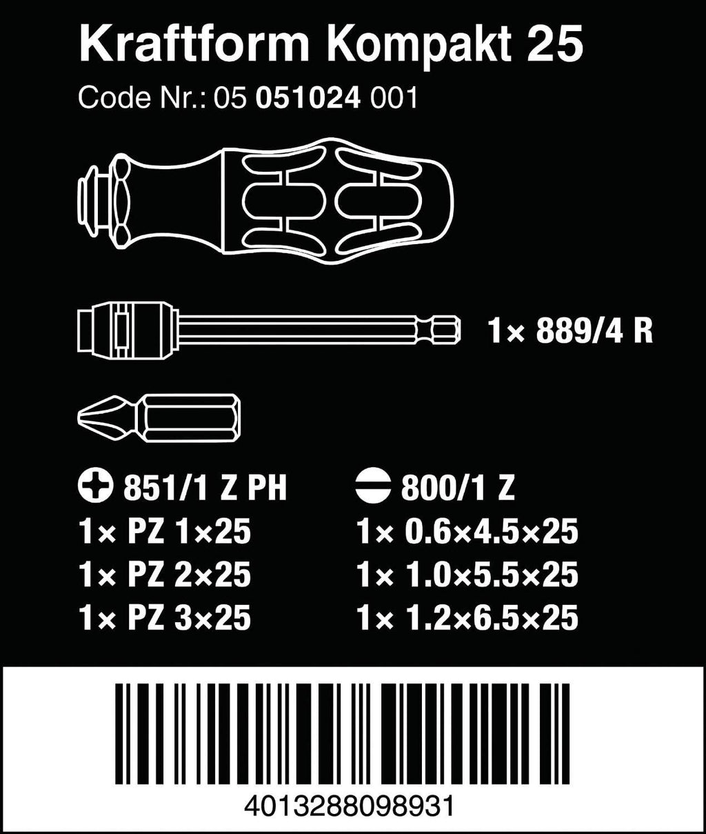 Wera KK25 Driver Bit Set - Premium Replacement Bits for Precision Work | Durable & Versatile