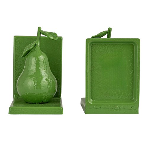 Creative Co-Op 2-Piece Cast Metal Pear Bookends, Green