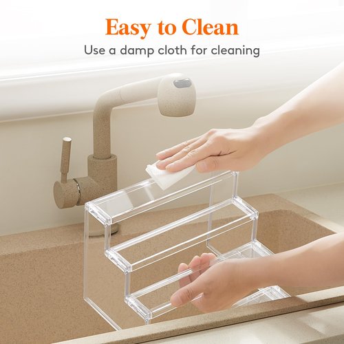 Lifewit 12 Inch PS Plastic Perfume Stand Organizer for Women, 4 Tier Display Riser, Tool-Free Assembly, Fragrance Makeup Cosmetics Shelf for Vanity Bedroom Bathroom Storage Organization, Clear, 1 Pcs