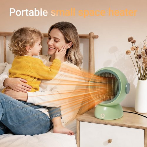 Space Heater, Portable Small Room Space Electric Heaters for Indoor Use, Two-Speed, 1200w Mini Personal Heaters for Home Office Bedroom under Desk Table Quiet Handy 300 sq ft Air Heater(Green)