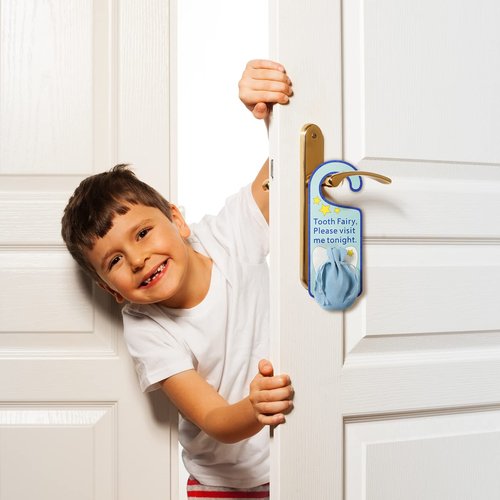 Qunclay Tooth Fairy Door Hanger Bag Fairy Holder Baby Keepsake Container for Lost Teeth Kids Boys Girl Encourage Gift