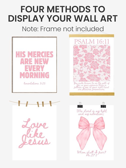 FGFK Christian Wall Art Prints Set - Girly Pink Bible Verse Decor for Girls' Room | 8x10 Unframed