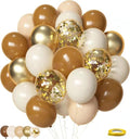 Brown & Gold Balloons - 12 Inch Light Sand White Confetti for Bridal Shower & Birthday Decor