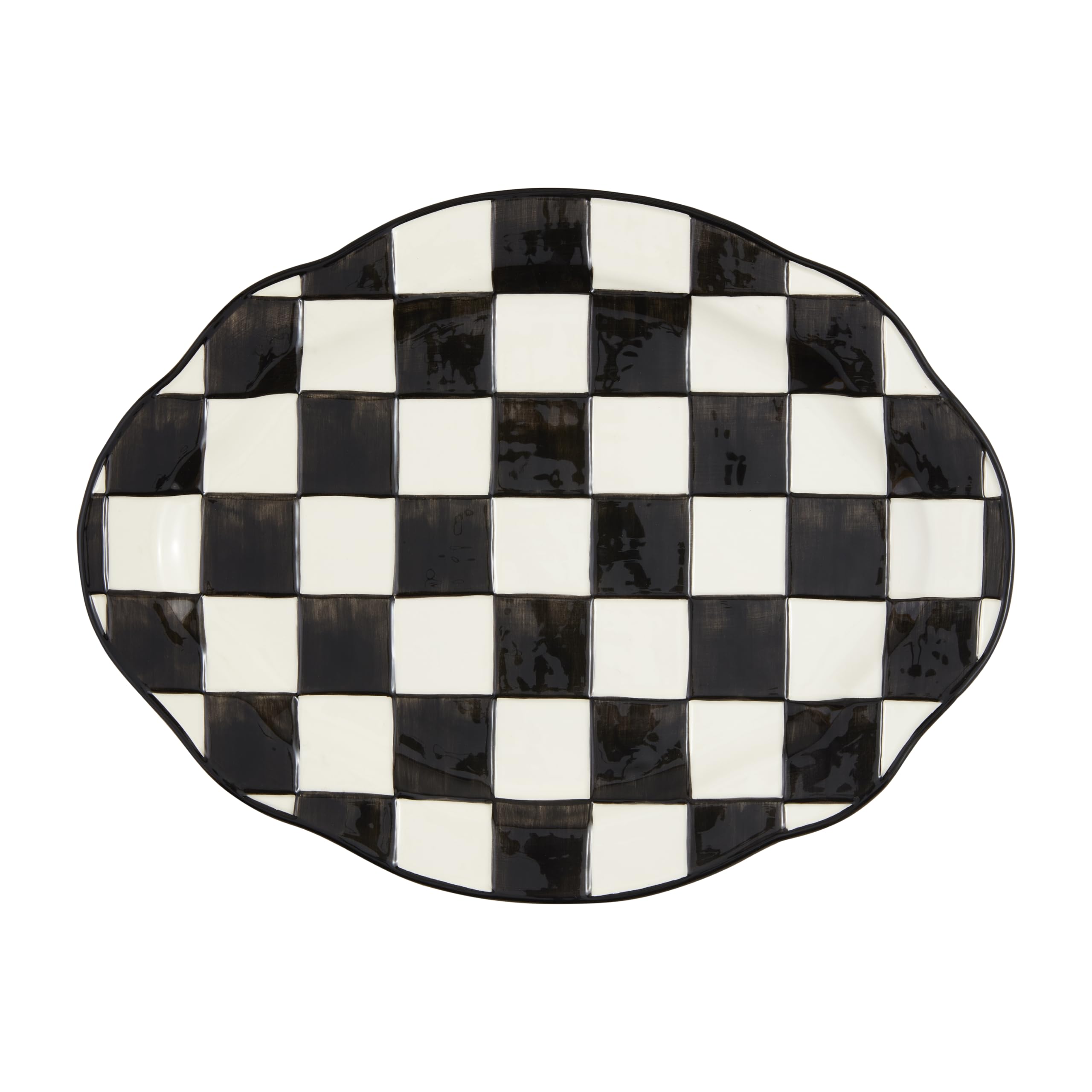 Mud Pie Checkered Platter; 13" x 17"
