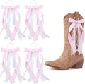 Skiennix Pink Ribbon Boot Bows - Removable Lace Clips for Cowgirl Boots | Perfect for Weddings & DIY Decor