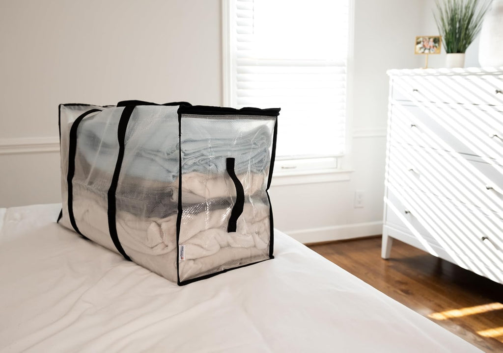 ClearSpace Oversized Moving Bags - Heavy-Duty Storage Bags with Backpack Straps & Zippers | 8 Pack for Easy Moving & Organization
