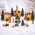 Moments In Time 20-Piece Lighted Christmas Village Set - Hand-Painted Holiday Display with LED Lights