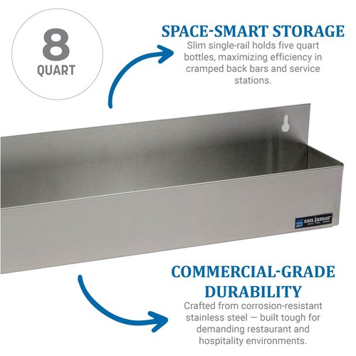 San Jamar Speed Rails with 8 Quart Capacity for Kitchen, Bar, And Restaurants, Stainless Steel, 32.25 Inches, Silver
