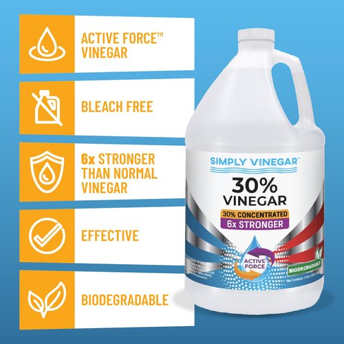 Simply Vinegar 30% Vinegar – Pure Concentrated Active-Force Vinegar for Cleaning, Home, and Garden, 128 oz (2)