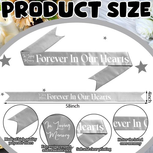 Fanfanwin Funeral Sash - Memorial Ribbon for Casket or Wreath | 58x4'' Silver Gray, In Loving Memory