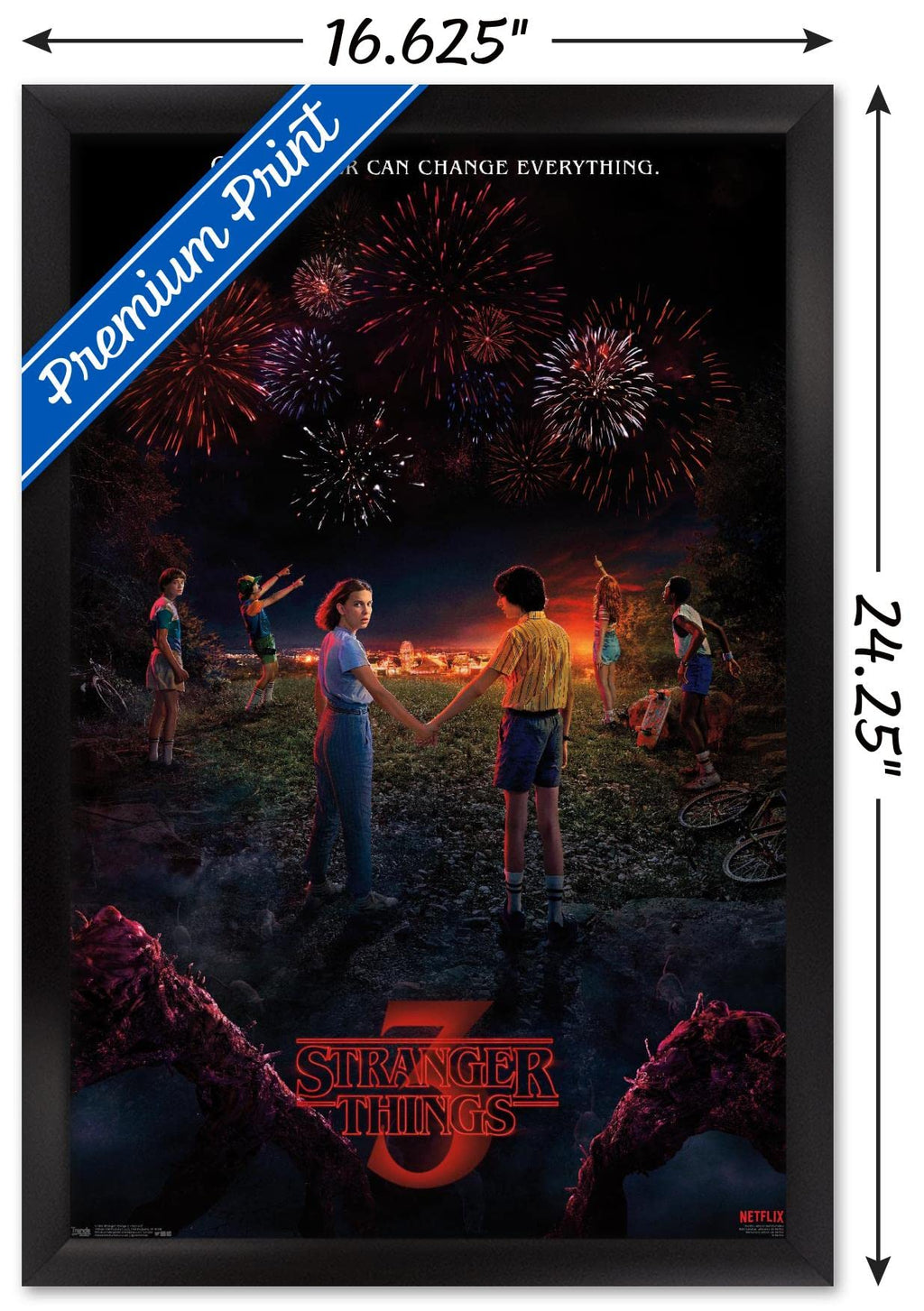 Trends International Netflix Stranger Things: Season 3 - Key Art Wall Poster, 14.725" x 22.375", Black Framed Version