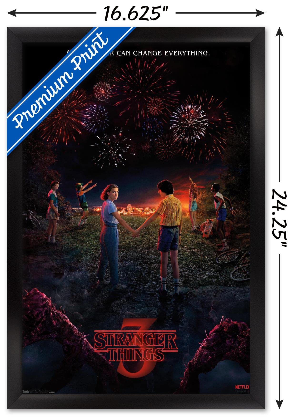 Trends International Netflix Stranger Things: Season 3 - Key Art Wall Poster, 14.725" x 22.375", Black Framed Version