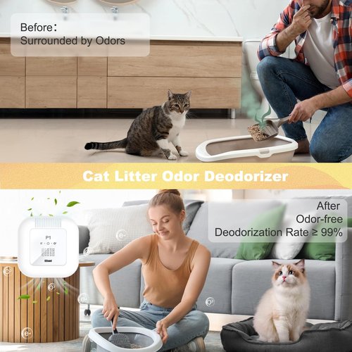 EEland Cat Litter Deodorizer – 99% Odor Removal, Ozone Air Purifier for Pets, Strong Odor Eliminator for Litter Box, Toilet, Closet, Cabinet, Shoe, Garage