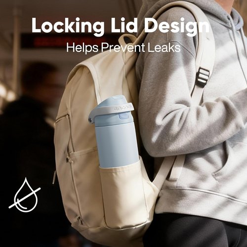 ENCOOL Insulated Water Bottle - Leakproof Dual-Sip Design | Keeps Drinks Cold All Day, 24 oz, Teal Blue