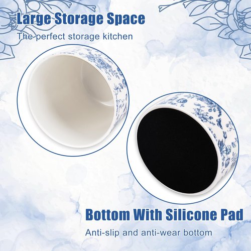 JarThenaAMCS Chinoiserie Floral Ceramic Utensil Holder Blue Flower Butterfly Utensil Crock for Home Kitchen Countertop Storage Organizer Container
