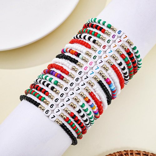 Dremcoue 6 7 Braceles Six Seven Bracelets Funny Six Seven 67 Bracelet for Men Women Funny 67 Meme Bracelets :A Birthday, Easter, Christmas Stocking Stuffer Gift for Tweens & Teens 16 Pcs