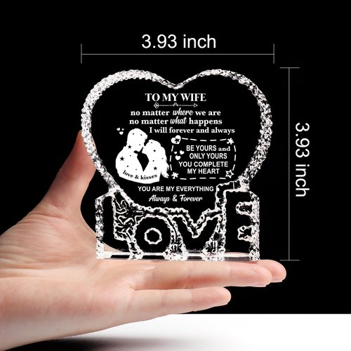 ZHSHWAT Gifts for Wife, I Love You Gifts for Her, to My Wife Crystal Keepsake Gift from Husband,Christmas Wedding Anniversary Birthday Gift for Wife
