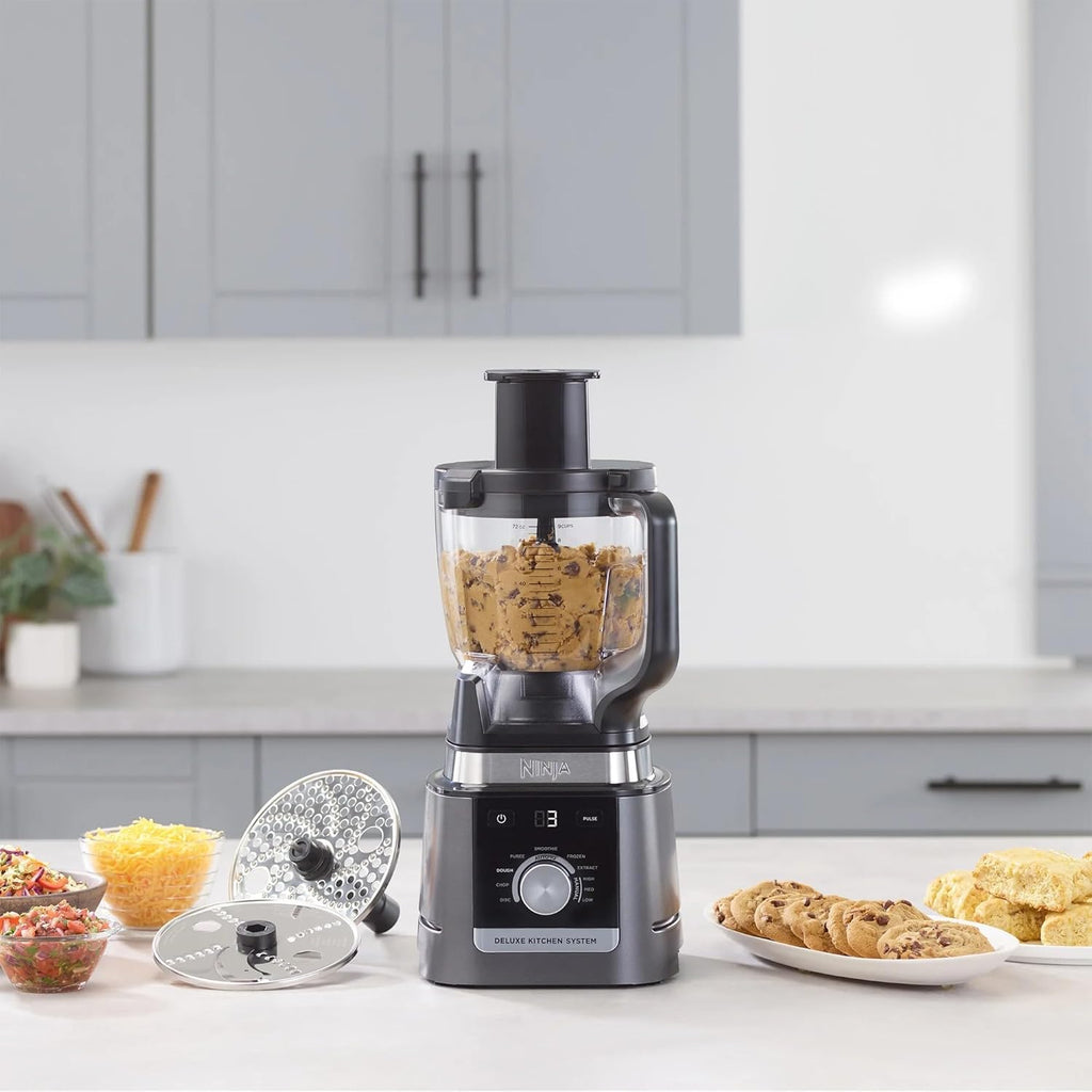 Ninja Deluxe Kitchen System - 1600W Auto-IQ Base with 88oz Pitcher & 9-Cup Food Processor | Refurbished