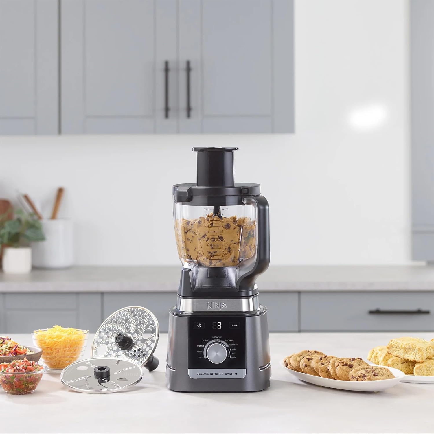 Ninja Deluxe Kitchen System - 1600W Auto-IQ Base with 88oz Pitcher & 9-Cup Food Processor | Refurbished
