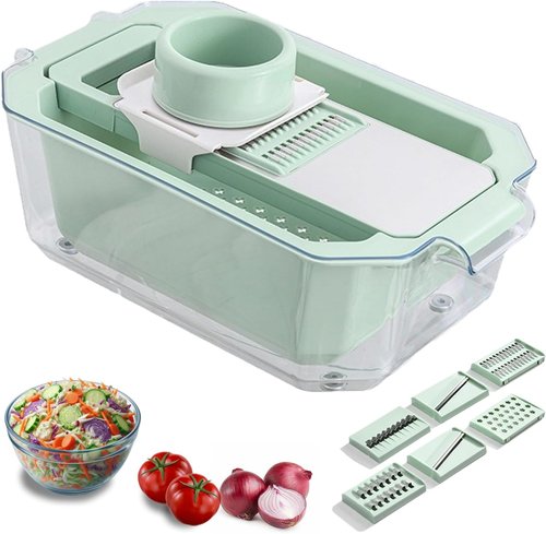 GEHEN Kitchen Pro-Series 9-in-1 Vegetable Chopper - 6 Blades, Mandoline Slicer & 5 Quart Storage Basket