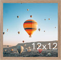 JCJMY 12x12 Inch Picture Frame - Rustic Brown Wall Gallery Frame with Shatter-Resistant Plexiglass