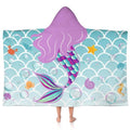 gdhiybf Mermaid Hooded Towels for Kids 30" x 50" Soft Absorbent Toddler Beach Towel for Swim Pool Wearable Bath Poncho Wrap for Girls Toddlers Children 3-12 Years