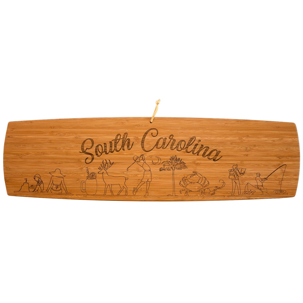 Totally Bamboo South Carolina Extra-Large Charcuterie Board and Cheese Plate with Engraved Artwork, 30" x 8.5"